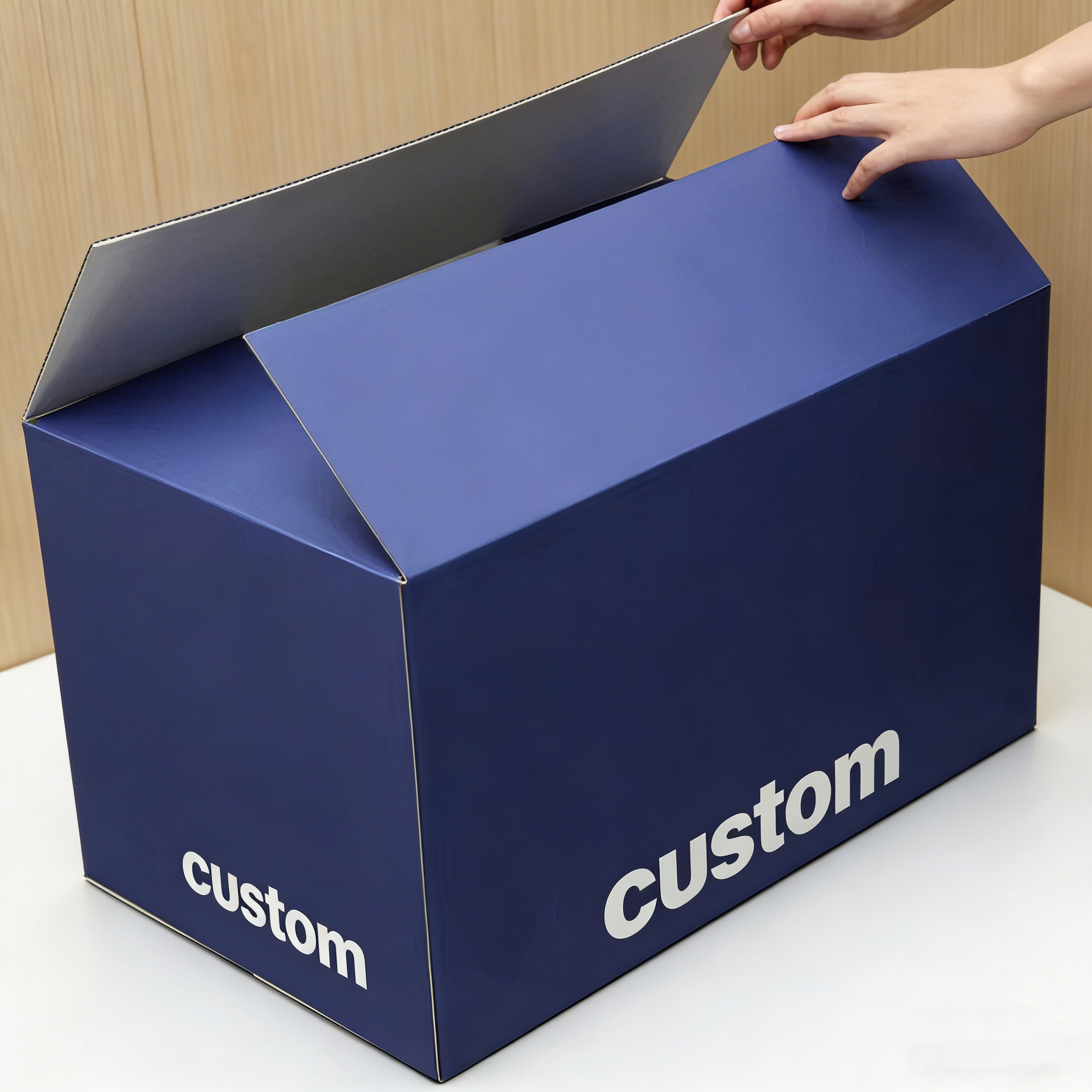 蓝色纸箱 企业定制款 批量供应可印logo 多场景商务包装纸箱厂家直供